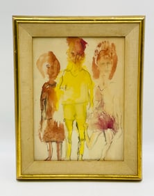 Mid-Century Expressionist Watercolor by Erica Workman, Signed