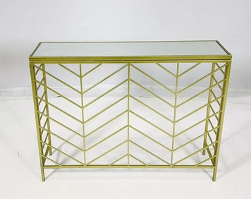 Modern Console Table with Metal Frame and Glass Top