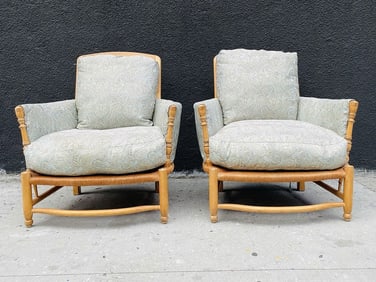 Pair of Country Rush Lounge Chairs by Charles Pollock Reproductions