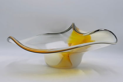 Large Studio Glass Bowl by Janet & Rick Nicholson of Nicholson Glass, Signed & Dated 01