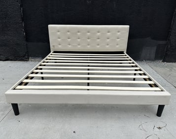 King Size Bed with Upholstered Headboard and Frame.