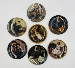 Set of 7 Porcelain Plates by Norman Rockwell 1970s-1990s
