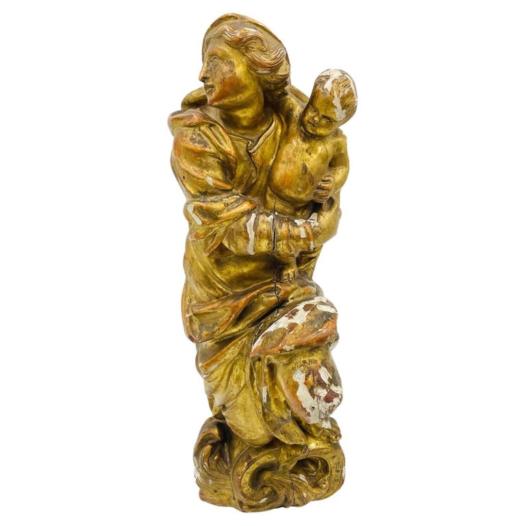 Antique Madonna & Child Sculpture/Religious Icon, Italy 19th Century (1 of 20)