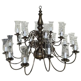 Extra Large Chandelier in Brass & Glass by Feldman Lighting