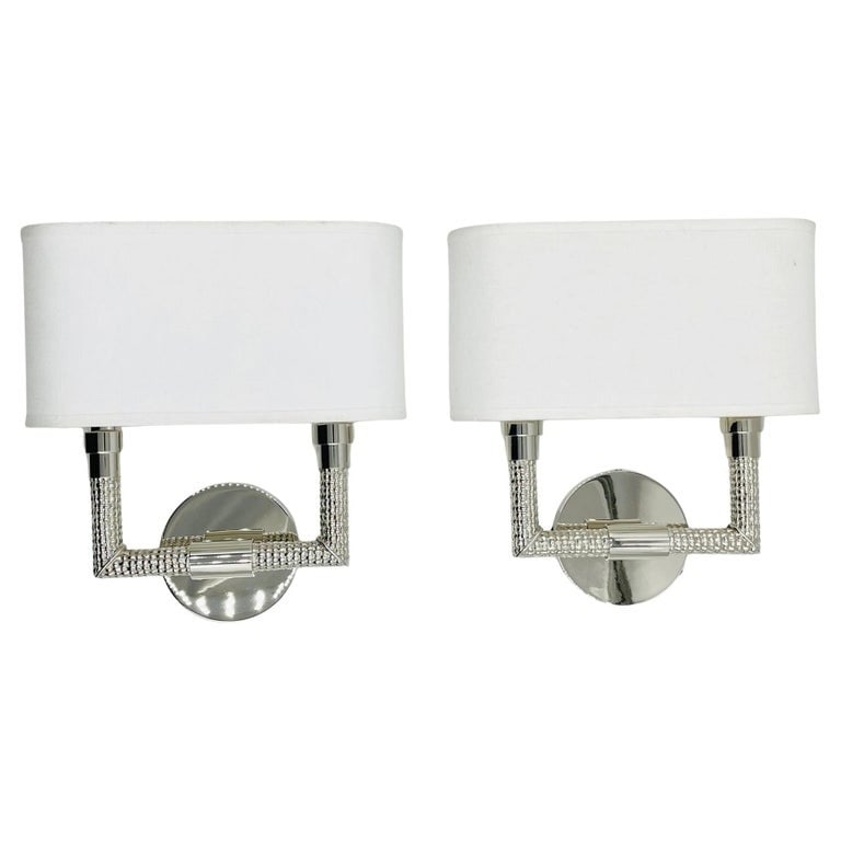 Pair of 'Dubois II' Wall Sconces in Nickel Finish (1 of 13)