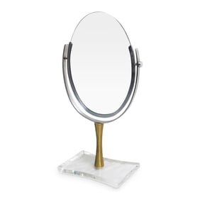 Charles Hollis Jones Dual Sided Vanity Mirror On Lucite Base, USA 1960's