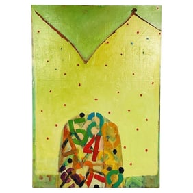 Vintage Colorful Original Painting, 68 In High x 48 in Wide.