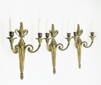 Set of 3 Bronze Wall Sconces by Vaughan Designs, UK 21st Century