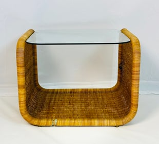 Wicker Coffee Table Made in the USA by Founders, Circa 1960s