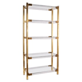 Lucite & Brass Etagere with Five Shelves by Charles Hollis Jones, USA 1960s