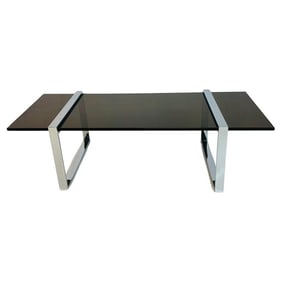 Chrome & Smoked Glass Coffee Table by Charles Hollis Jones, Signed