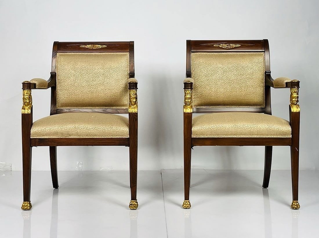 French Empire style Mahogany Armchairs Giltwood (1 of 12)