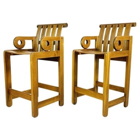 Pair of Apertura Barstools In Solid Teak by Kipp Stewart for Summit Furniture