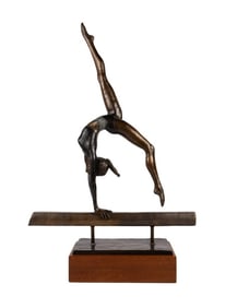 -The Gymnast- Bronze Sculpture by Rebecca J. Grob, (20th Century American) Signed