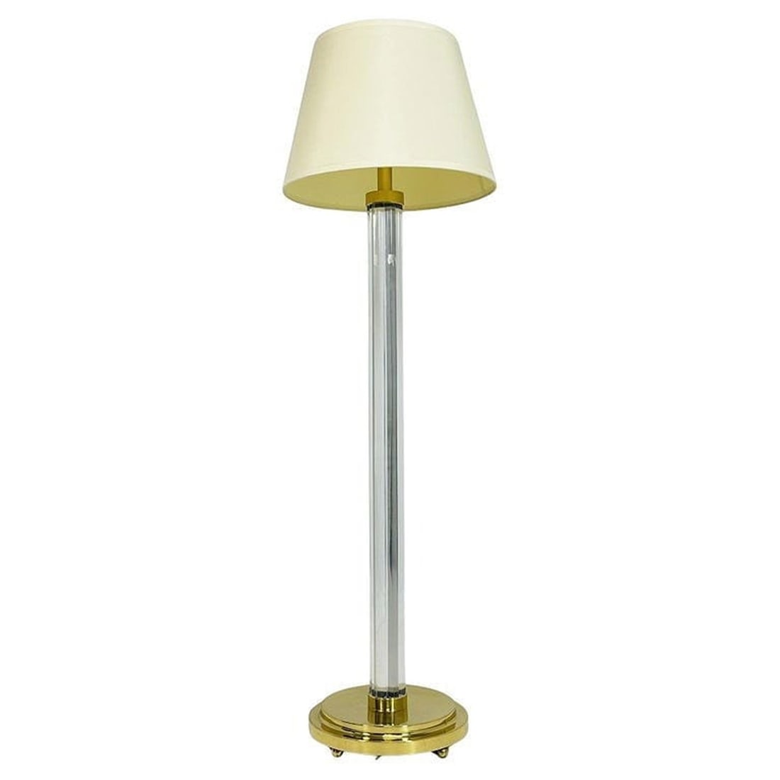 Lucite & Brass Floor Lamp by Charles Hollis Jones, Signed.: Vintage floor lamp designed and manufactured in the USA by Charles Hollis Jones and part of the "Ball" collection. The collection was name after Lucille Ball after Charles designed more than 20 piece