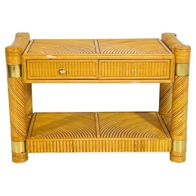 Brass and Pencil Reed Console Table After Karl Springer