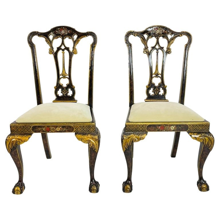 Pair of Side Chairs With Gold Gilt & Claw Foot Details, Circa 1940's (1 of 18)