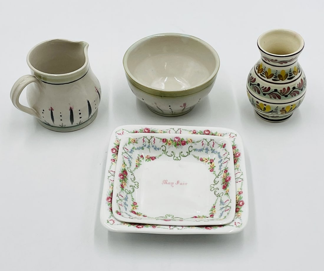 Lot of 5 Items, Creamer & Bowl by Buchan, Two Snack trays and a Vase by Schwaz Tirol (1 of 16)