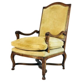 French Louis XV Style Lounge Chair With Suede Upholstery by Minton - Spidell
