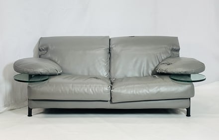 Iconic 1980s Paolo Piva 'Arca' Sofa for B&B Italia with Glass Arm Trays