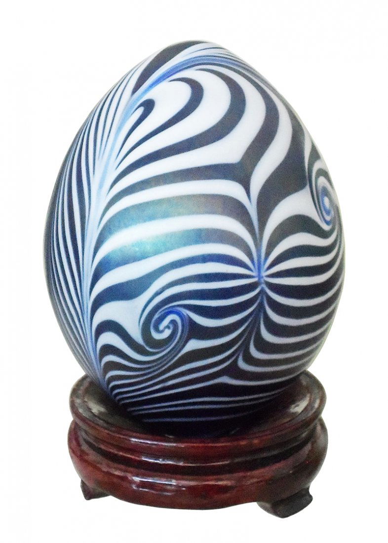 Egg Shaped Vandermak Glass Paperweight, Signed & Dated (1 of 4)