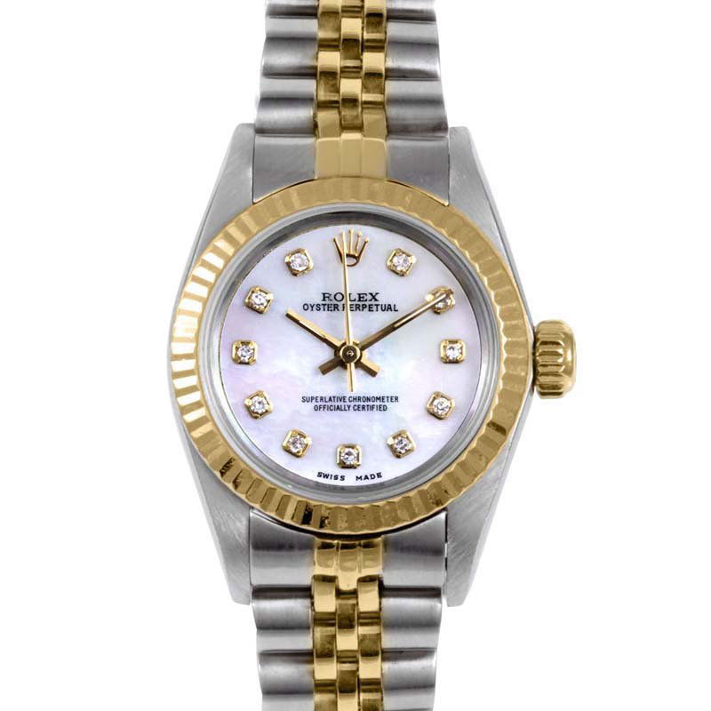 Rolex Ladies 2tone Oyster Perpetual - MOP Diamond Dial (1 of 3)