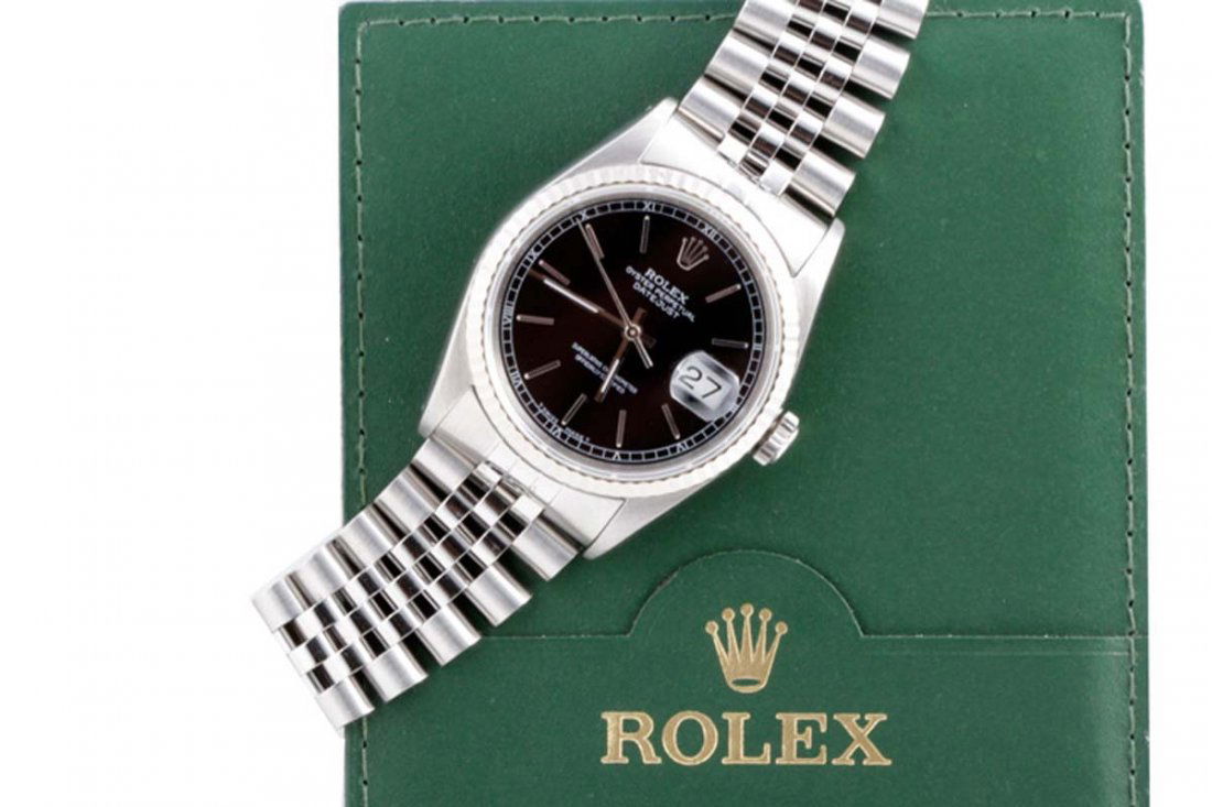Rolex Mens 16234 Datejust-Black Stick Dial (1 of 3)