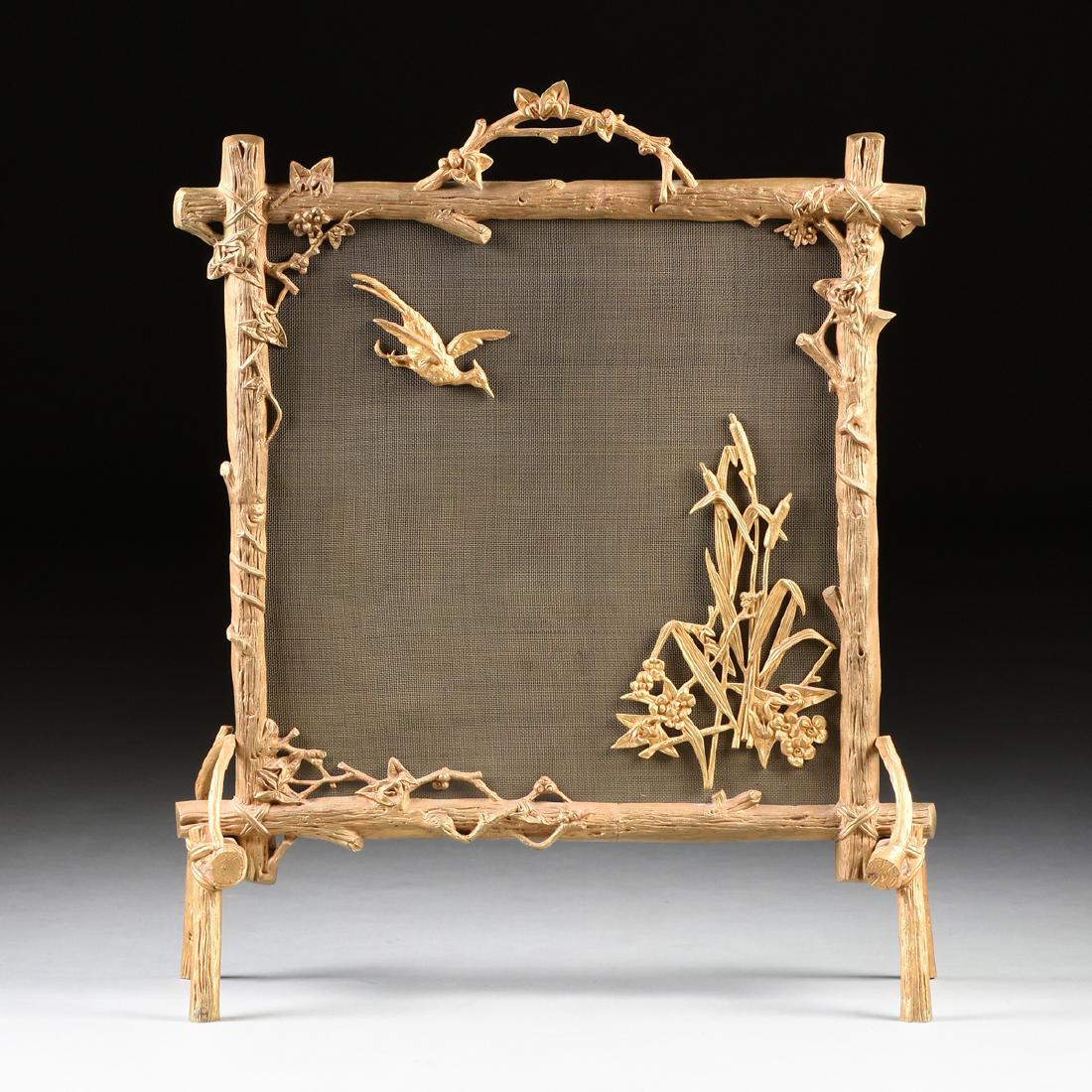 A FRENCH NATURALISTIC GILT BRONZE AND WIRE MESH (1 of 10)