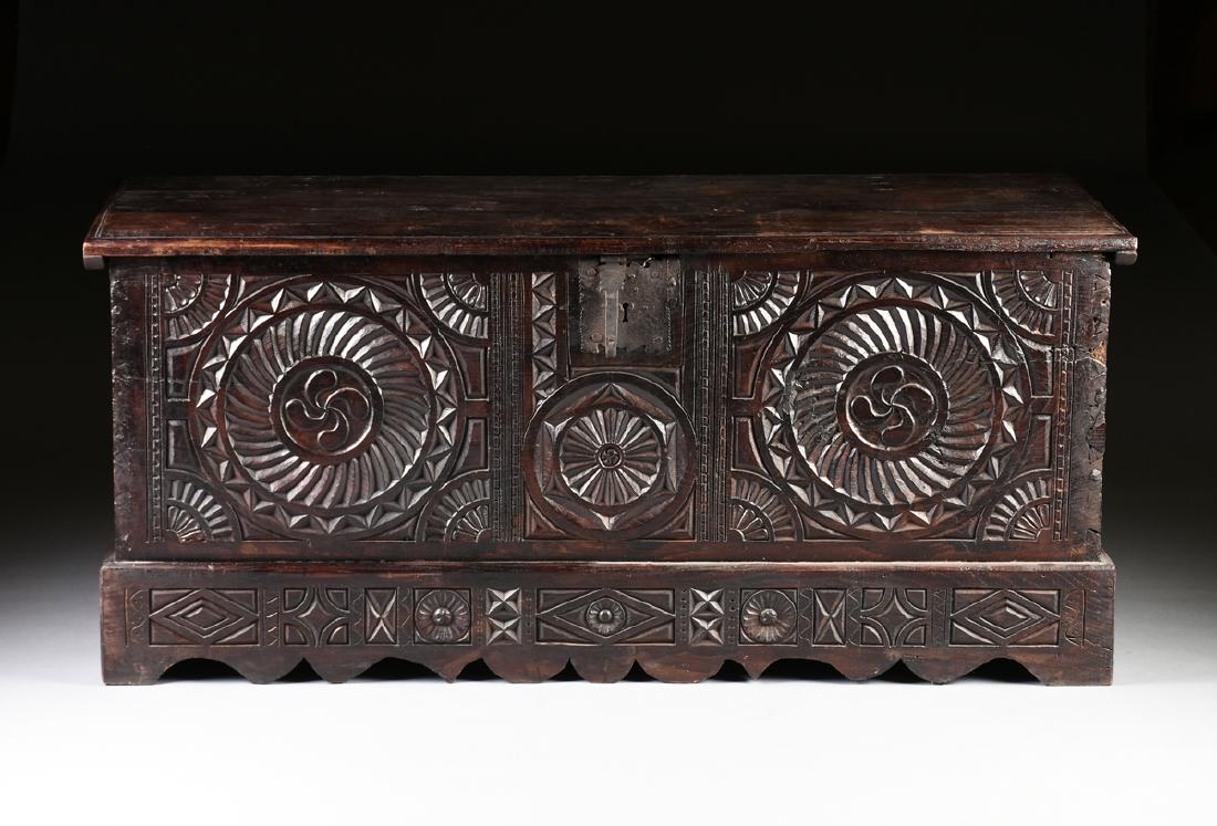 AN ENGLISH CAROLEAN/RESTORATION CARVED OAK AND ELM (1 of 13)