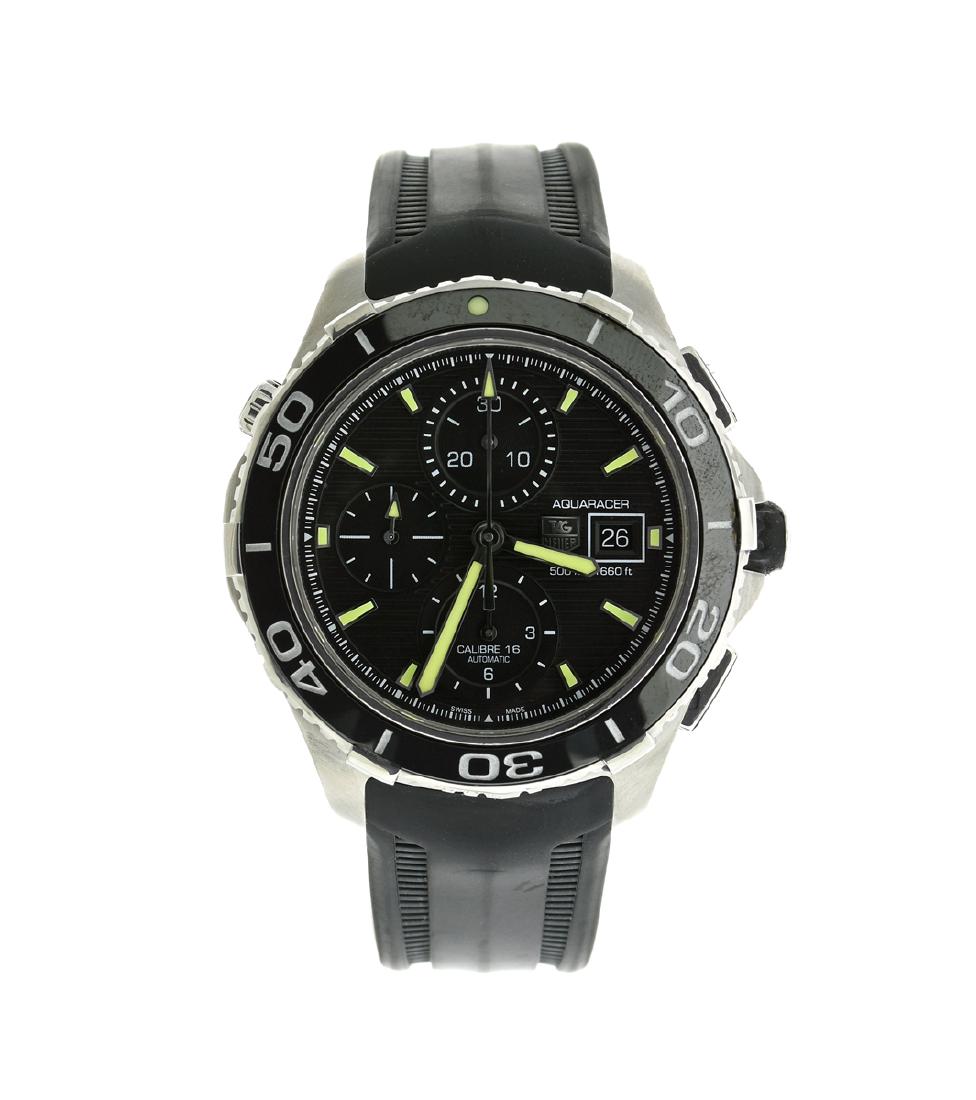 A STAINLESS TAG HEUER AQUARACER GENTLEMAN'S WATCH, (1 of 1)