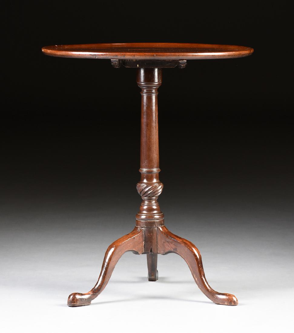 A GEORGE III PERIOD CARVED WALNUT TILT TOP TEA TABLE, (1 of 6)