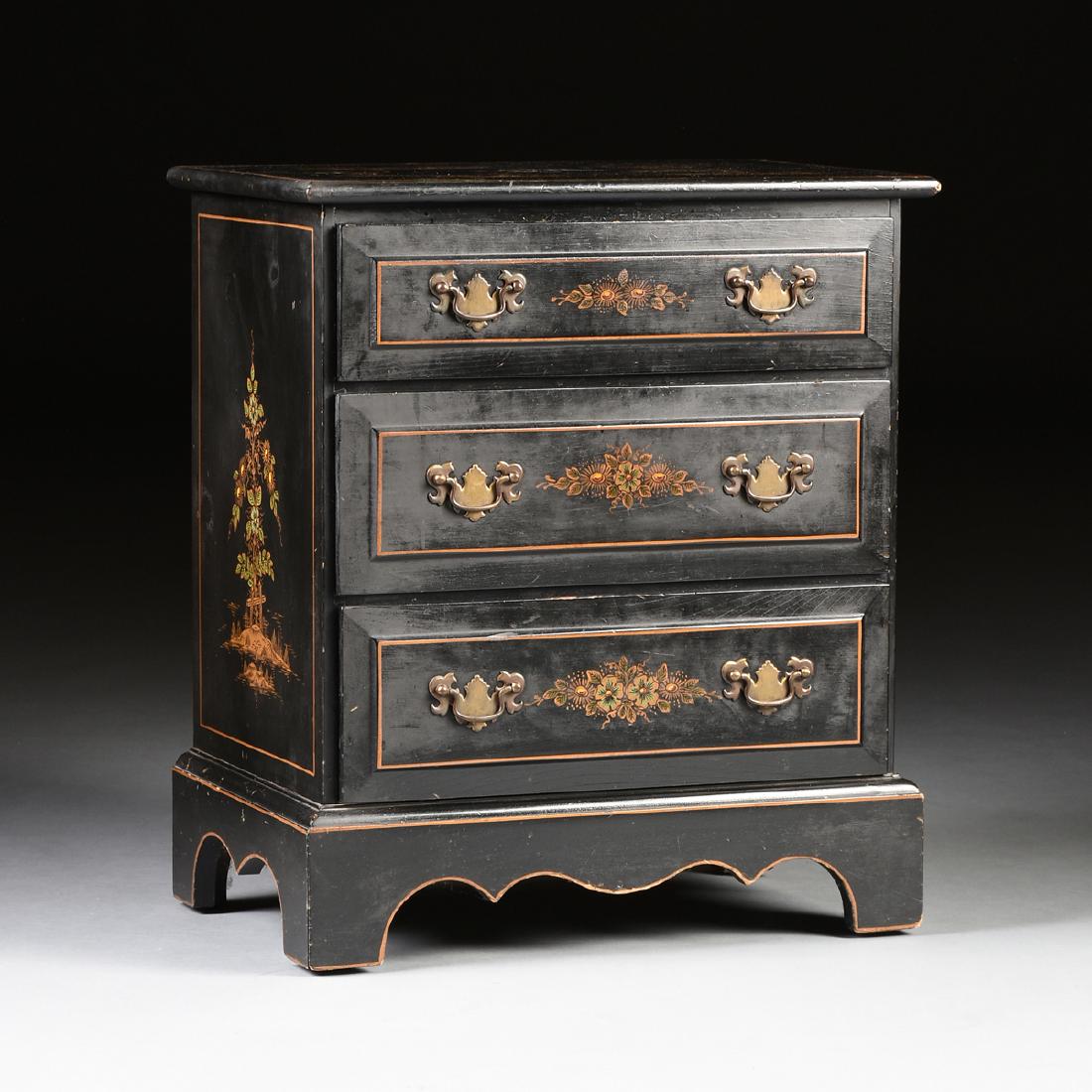 AN AMERICAN BLACK LACQUERED, GILT, AND POLYCHROME (1 of 11)