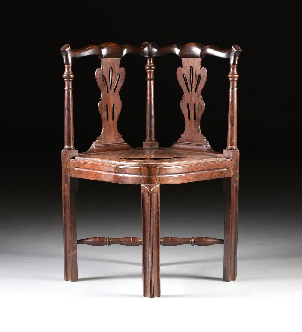 AN UNUSUAL GEORGE II CHIPPENDALE STYLE ROSEWOOD CORNER (1 of 11)