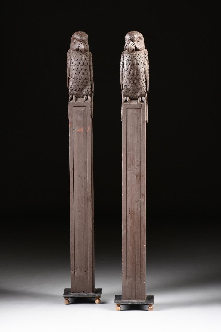 A PAIR OF ARCHITECTURAL CARVED WOOD PILLAR FRAGMENTS, (1 of 8)