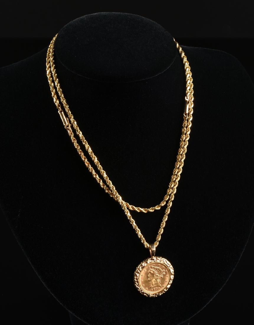 A UNITED STATES OF AMERICA FIVE DOLLAR GOLD COIN (1 of 3)