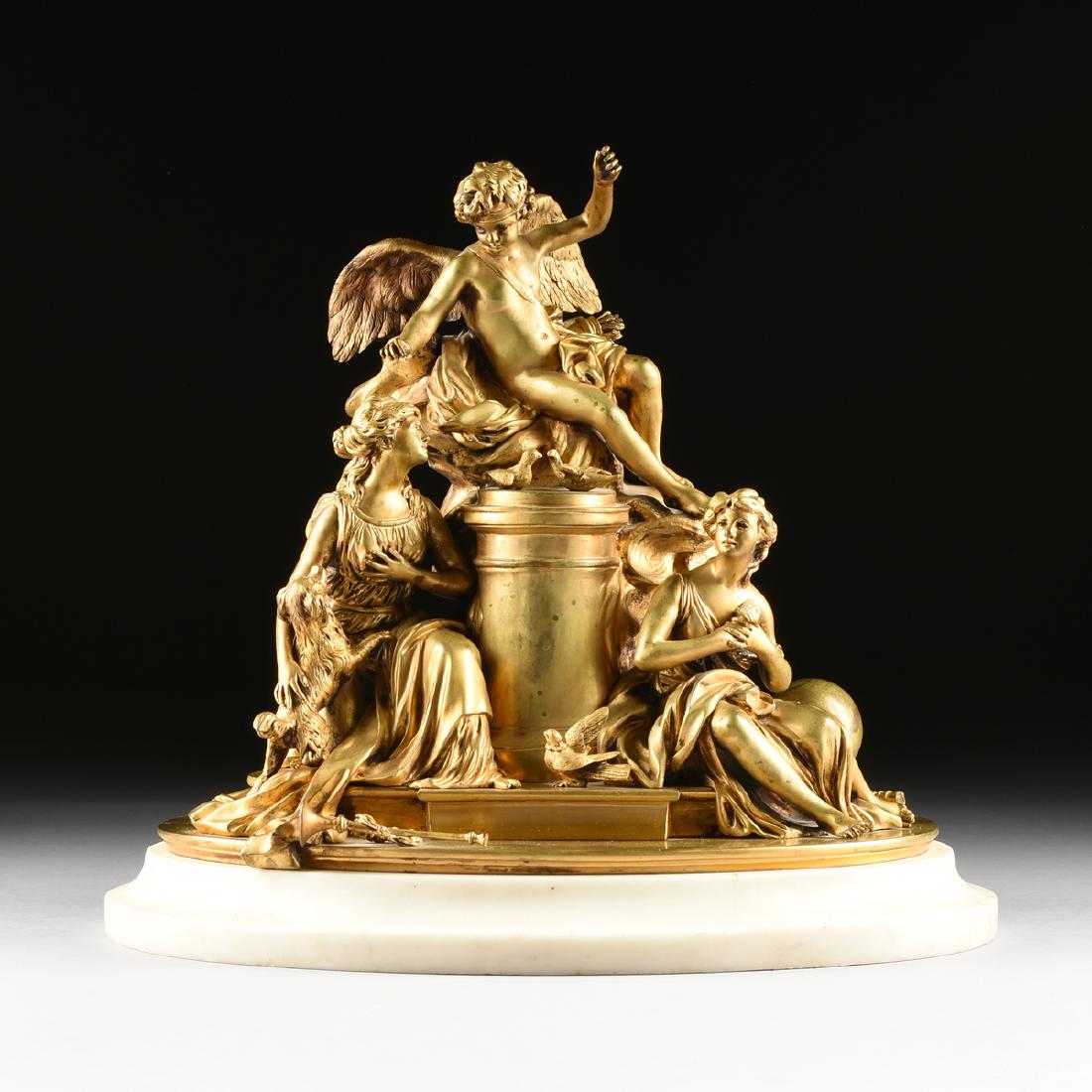 A FRENCH GILT BRONZE AND MARBLE FIGURAL GROUP IN THE (1 of 13)