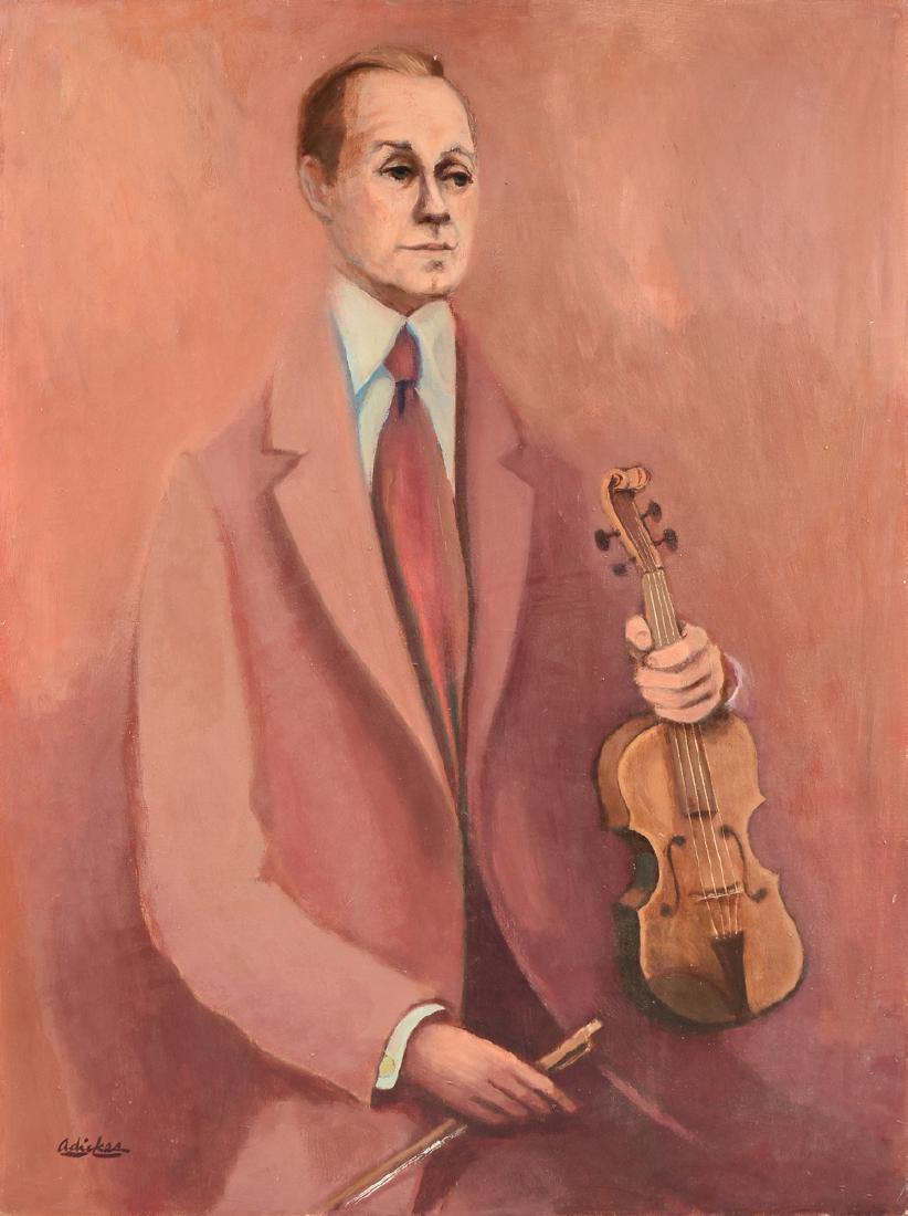 DAVID ADICKES (American b. 1927) A PAINTING, "Jack: DAVID ADICKES (American b. 1927) A PAINTING, "Jack Benny, 1985" oil on linen, signed L/L. 40" x 30"