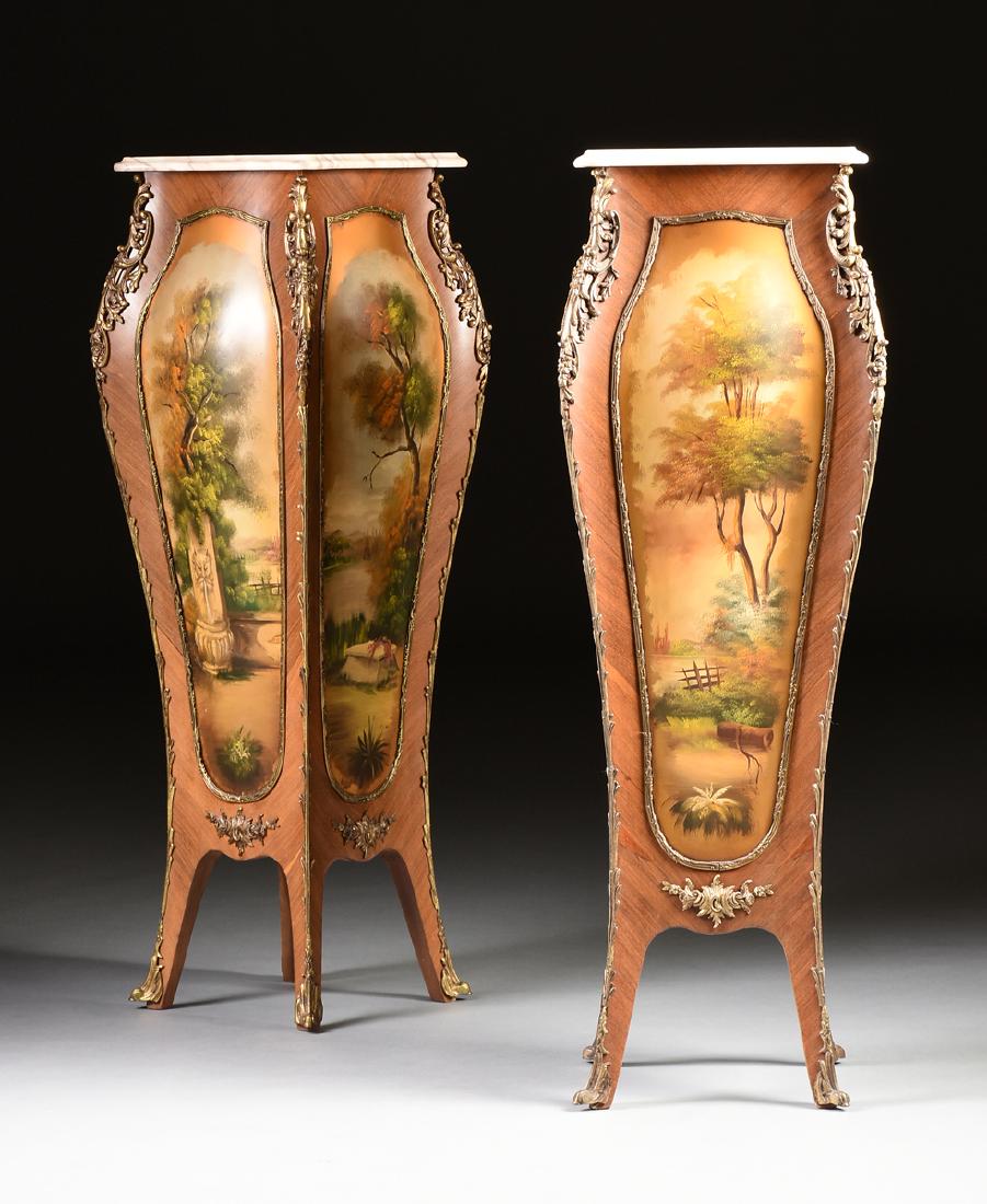 A PAIR OF LOUIS XV STYLE ORMOLU MOUNTED PAINTED AND (1 of 10)