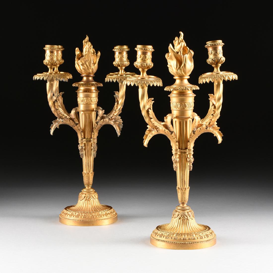 A PAIR OF FRENCH EMPIRE STYLE BRONZE DORÉ FOUR-LIGHT (1 of 10)