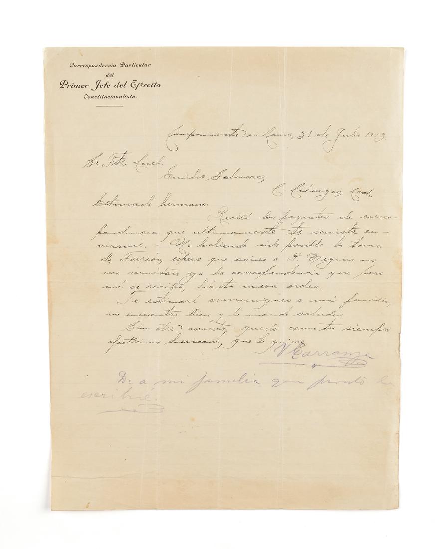 A MEXICAN REVOLUTION PERIOD HANDWRITTEN DOCUMENT, JULY (1 of 3)