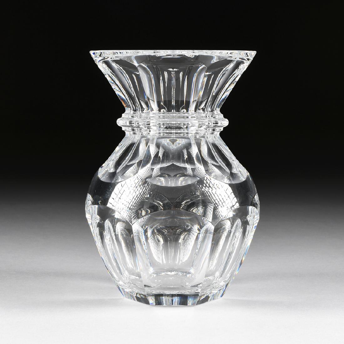 A BACCARAT CUT CLEAR CRYSTAL VASE, BACCARAT, FRANCE, (1 of 6)