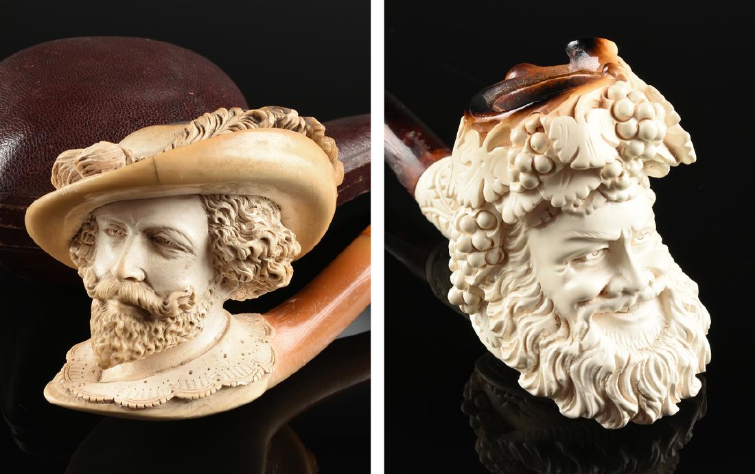 A GROUP OF TWO CARVED MEERSCHAUM PIPES, TURKEY, (1 of 11)