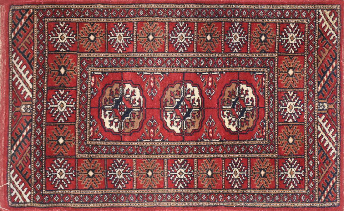 A TURKMEN HAND WOVEN WOOL TEKKE BOKHARA SMALL RUG, (1 of 6)