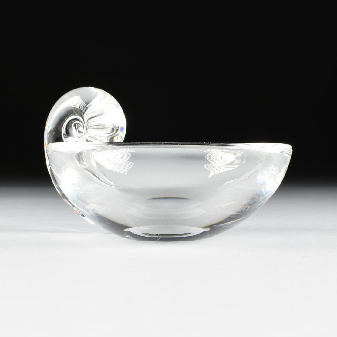 JOHN DREVES (American 1903-2012) A CRYSTAL OLIVE DISH, (1 of 4)