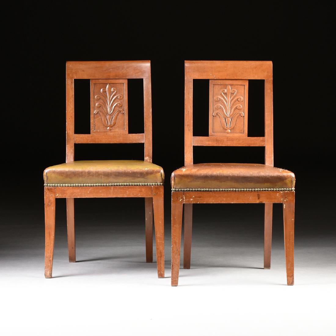 A PAIR OF DIRECTOIRE STYLE CARVED BIRCH CONSULAR SIDE (1 of 7)