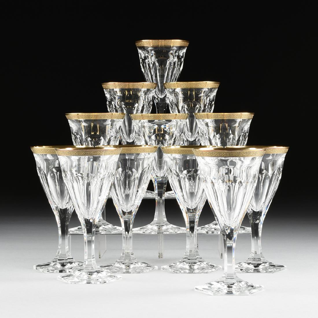 A SET OF TWELVE MOSER CUT CRYSTAL WATER GOBLETS IN THE (1 of 4)