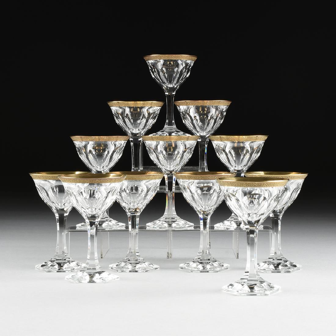 A SET OF TWELVE MOSER CUT CRYSTAL CHAMPAGNE/SHERBET (1 of 6)