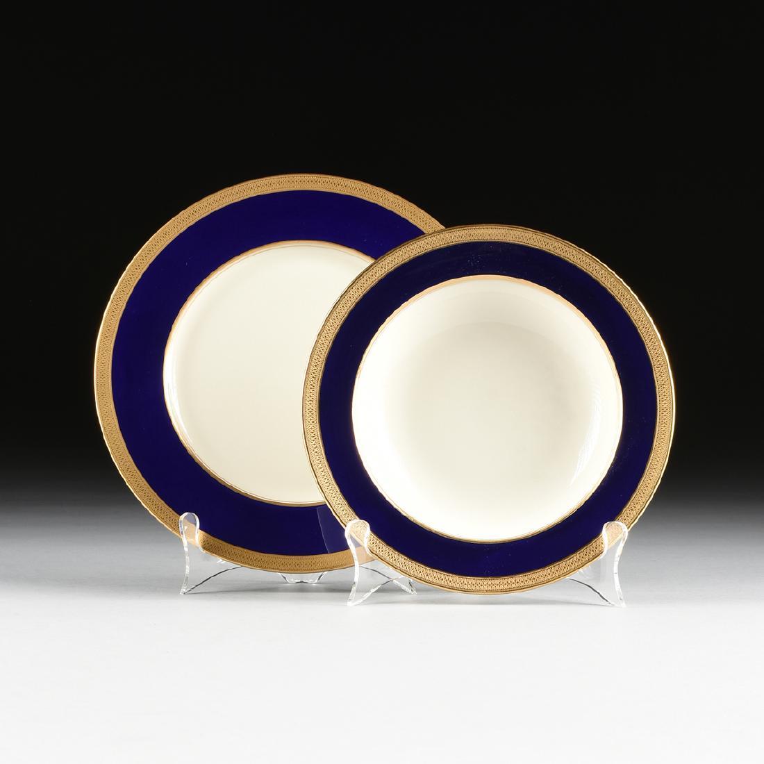 A SET OF TWENTY-FOUR LENOX GILT AND COBALT BLUE (1 of 8)