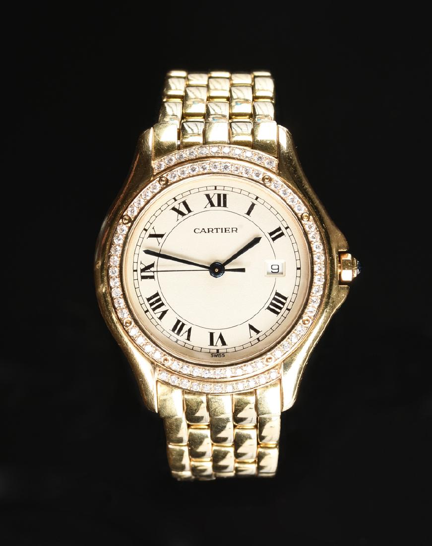 AN 18K YELLOW GOLD CARTIER COUGAR DIAMOND LADY'S (1 of 1)