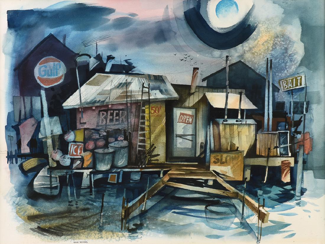 WAYNE SESSIONS (American 1924-1984) A PAINTING, "Bait (1 of 14)